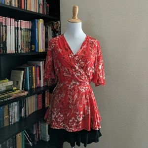 River Island Red Floral Blouse